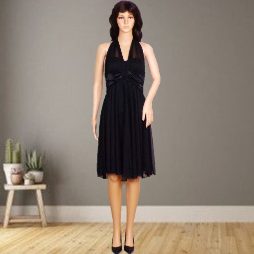 DB STUDIO size M black fit/flare sleeveless party/cocktail dress 100% polyester
